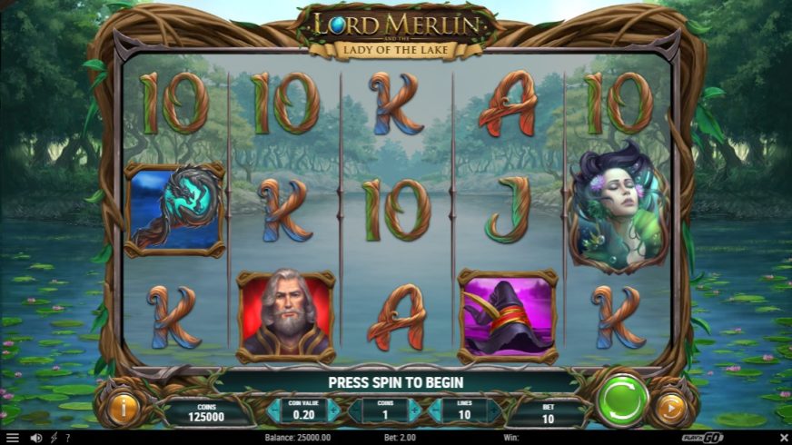 Lord Merlin and the Lady of the Lake slot screen 1