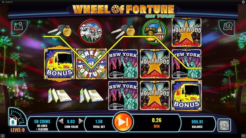 Wheel of Fortune on tour slot screen 2
