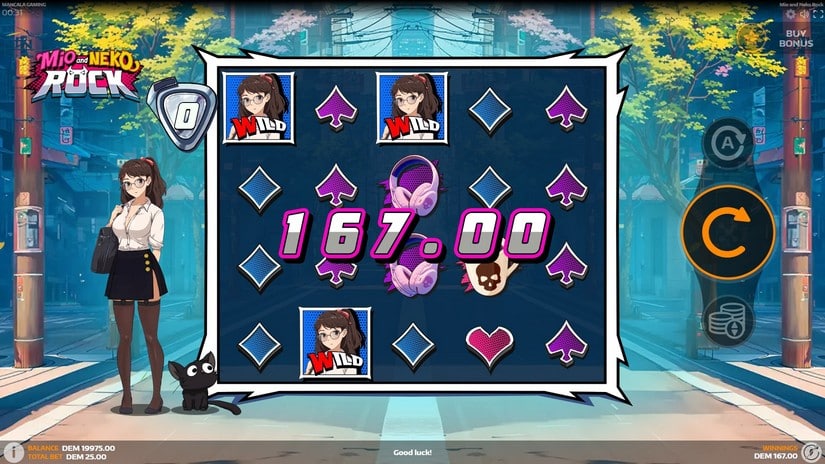 Mio and Neko Rock slot screen 2