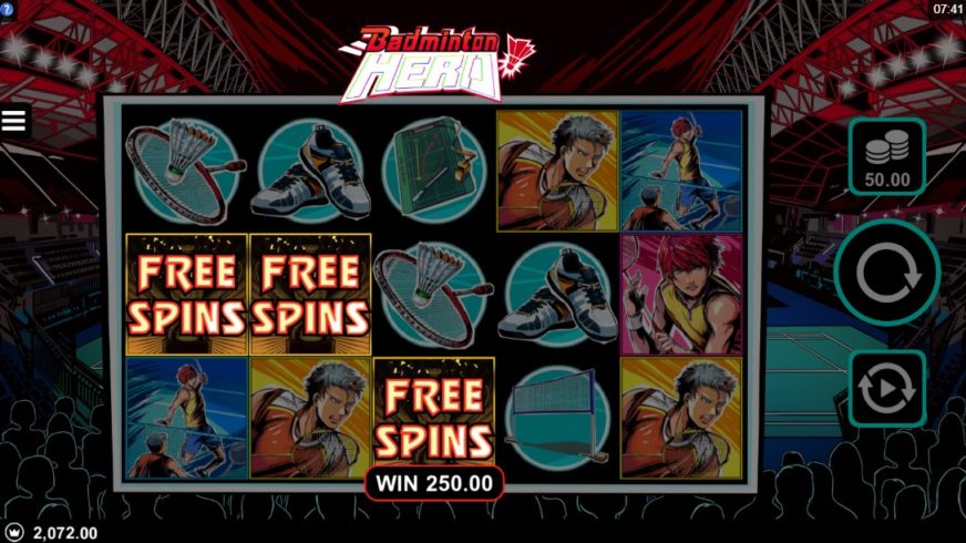 Badminton Hero slot screen 3