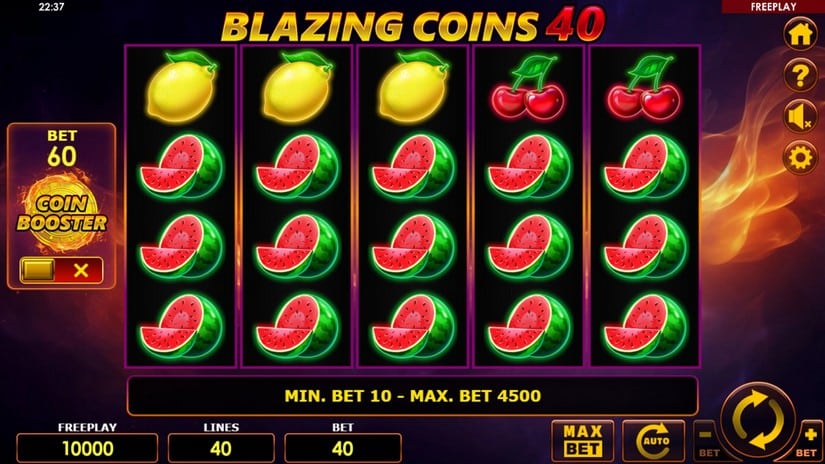 Blazing Coins 40 slot screen 1