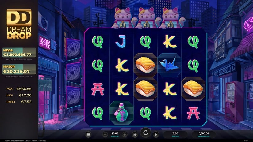 Neko Night Dream Drop slot screen 1