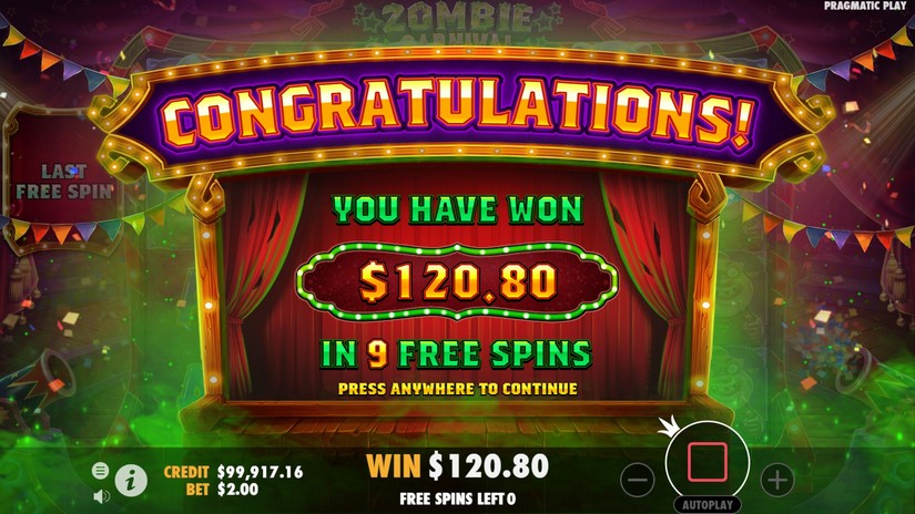 Zombie Carnival slot screen 7