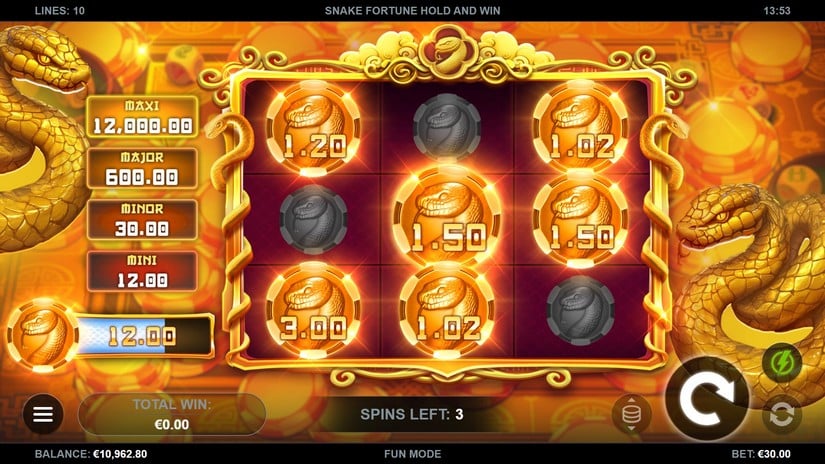 Snake Fortune Hold and Win slot screen 3