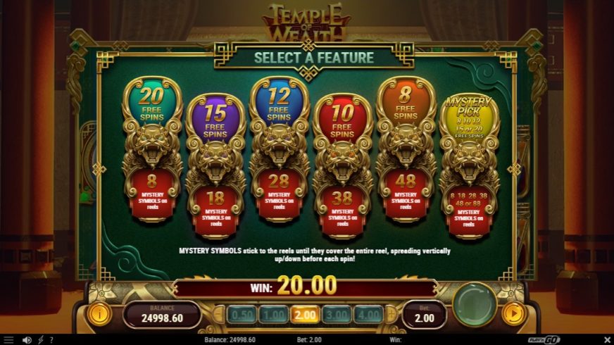 Temple of Wealth slot screen 3