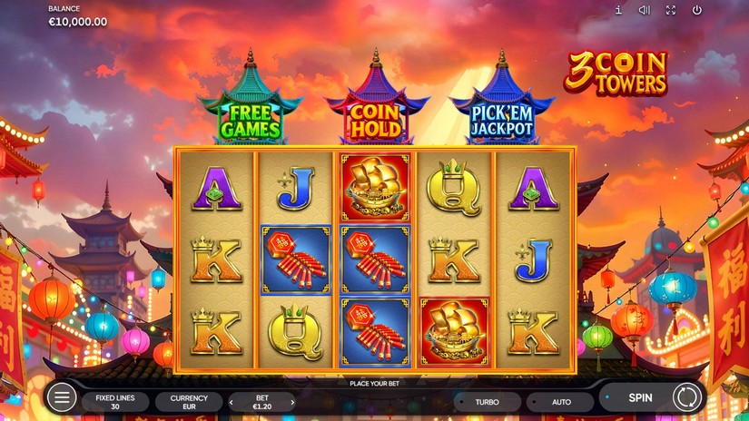 3 Coin Towers slot screen 1