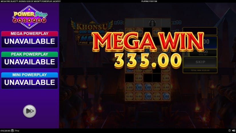 Mega Fire Blaze: Khonsu God of Moon Powerplay Jackpot slot screen 6
