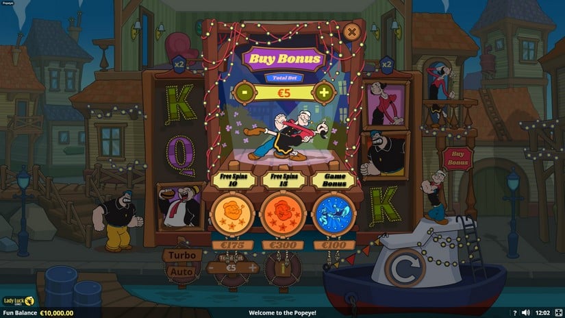 Popeye slot screen 2