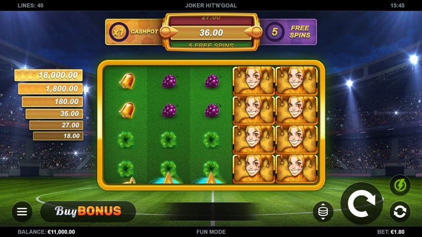Joker Hit ‘n’ Goal slot screen 1