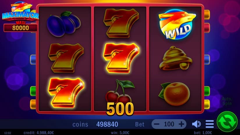 Maximator slot screen 2