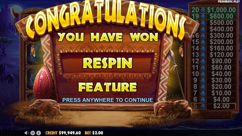 Gems of Serengeti slot screen 2