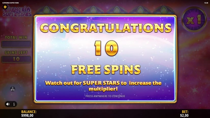 Euphoria Super Stars slot screen 3