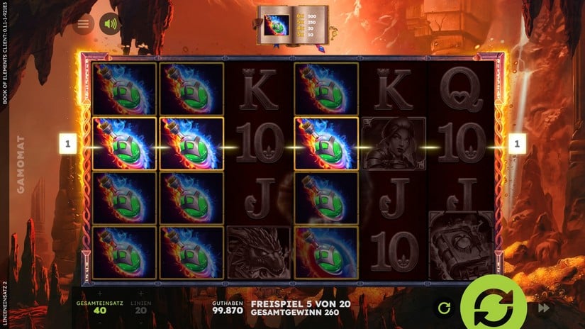 Book of Elements slot screen 3