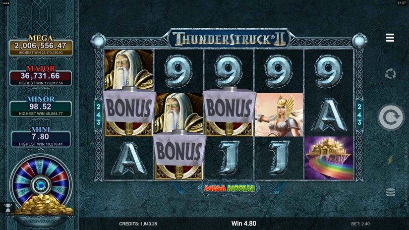Thunderstruck II Mega Moolah slot screen 4