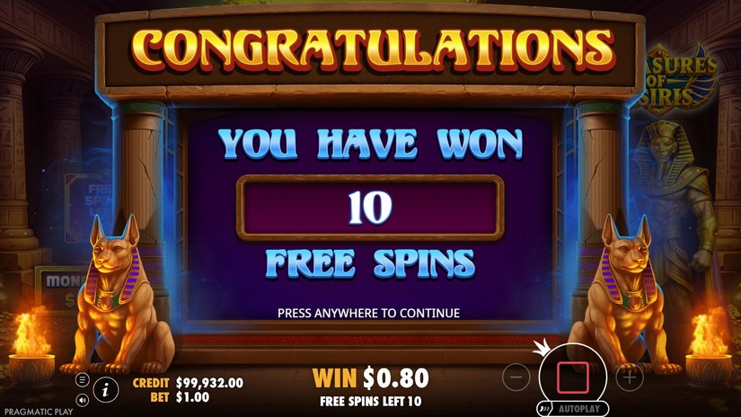 Treasures of Osiris slot screen 3