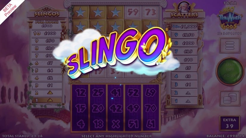 Slingo Thunder of the Gods slot screen 2
