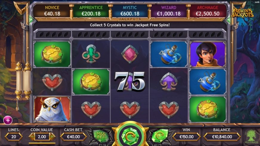 Ozwin’s Jackpots slot screen 2