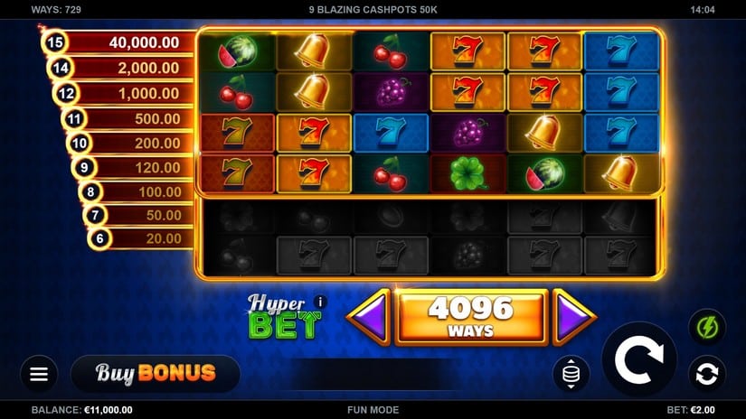 9 Blazing Cashpots 50K slot screen 1
