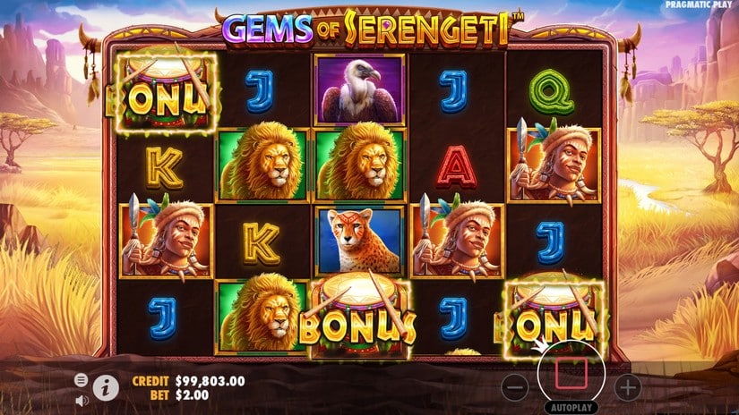 Gems of Serengeti slot screen 4