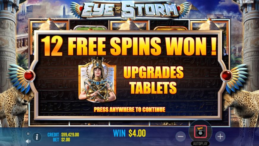 Eye of the Storm slot screen 3