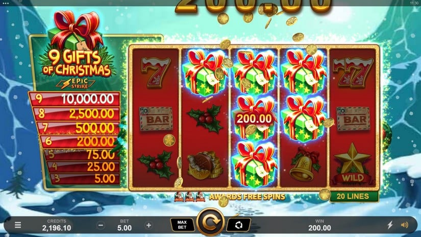 9 Gifts of Christmas slot screen 3