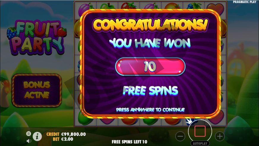 Fruit Party slot screen 3