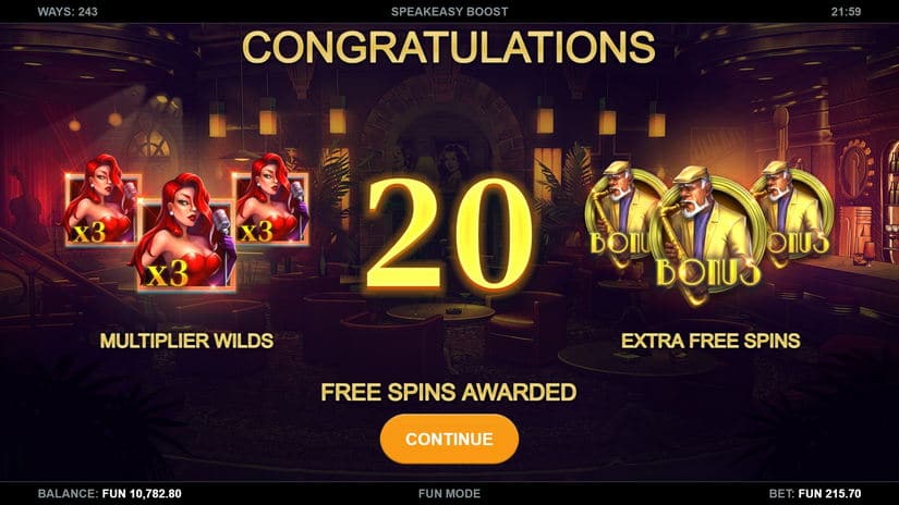 Speakeasy Boost slot screen 4