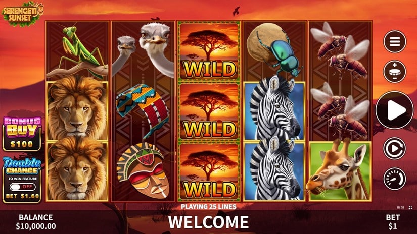 Serengeti Sunset slot screen 1