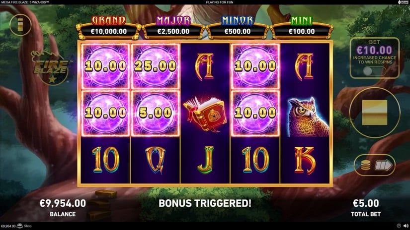 Mega Fire Blaze: 3 Wizards slot screen 3
