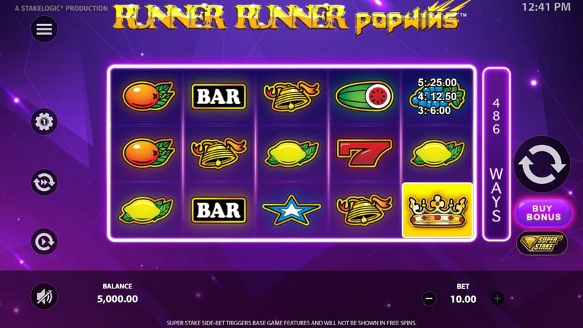 Runner Runner PopWins slot screen 1