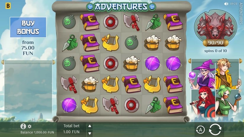 Adventures slot screen 1