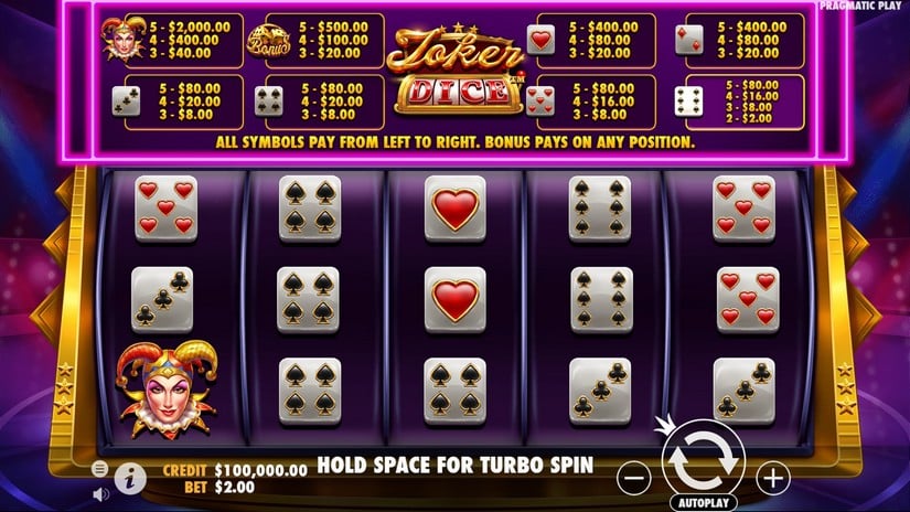Joker’s Jewels Dice slot screen 1