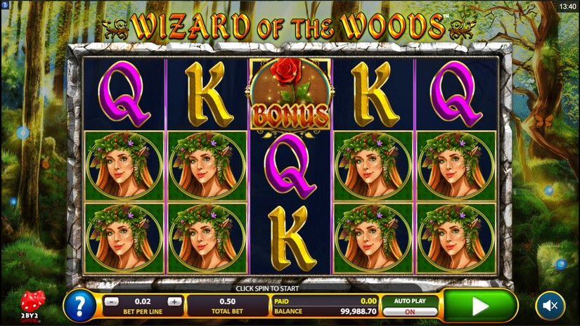Wizard of the Woods slot screen 1