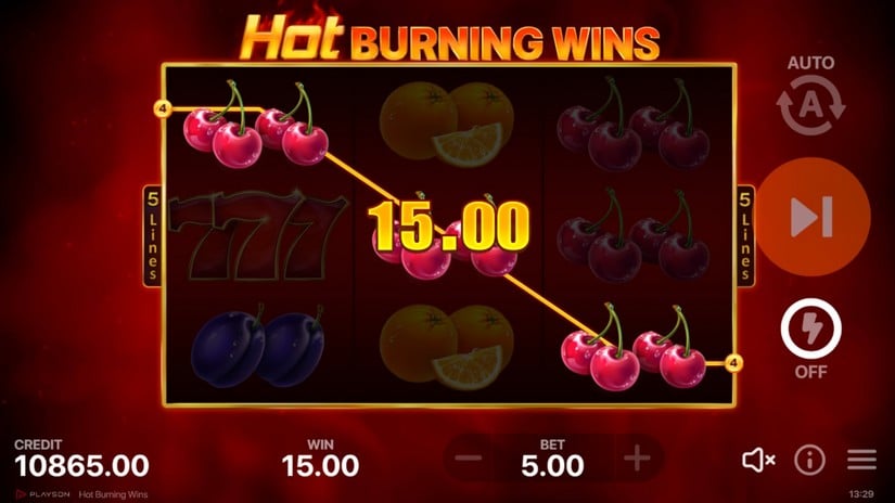 Hot Burning Wins slot screen 2