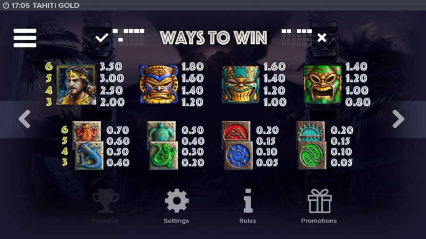Tahiti Gold slot screen 2
