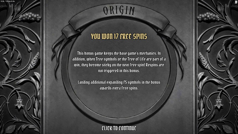 Circle of Life slot screen 4