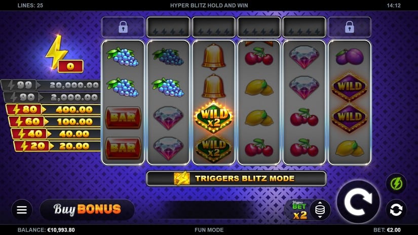 Hyper Blitz Hold and Win slot screen 2