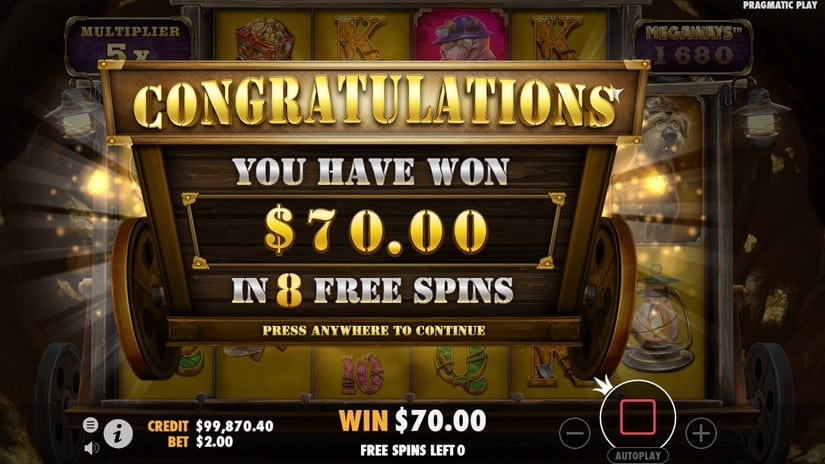 Old Gold Miner Megaways slot screen 9