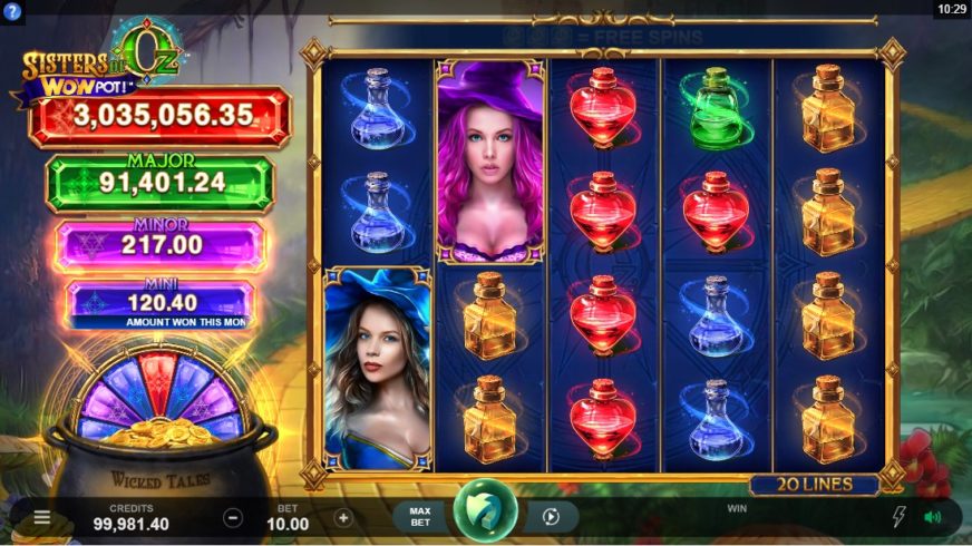 Sisters of Oz WOWPot slot screen 1