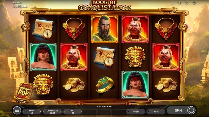 Book of Conquistador slot screen 1