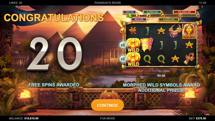 Pharaoh’s Reign slot screen 4