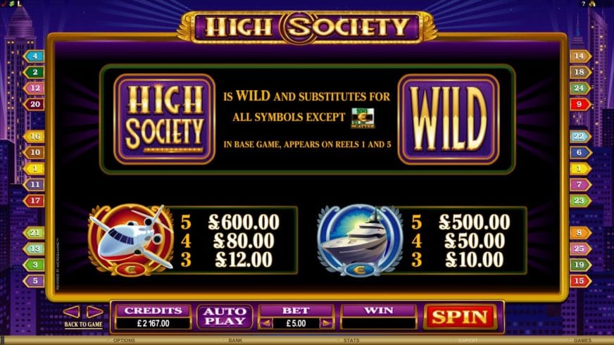 High Society slot screen 4