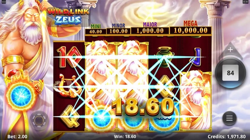 Wild Link Zeus slot screen 4