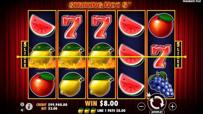 Striking Hot 5 slot screen 2
