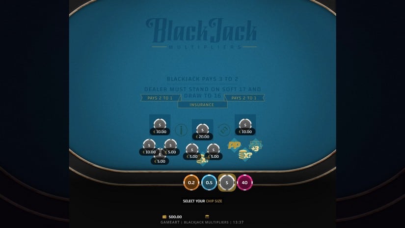 Blackjack Multipliers slot screen 1