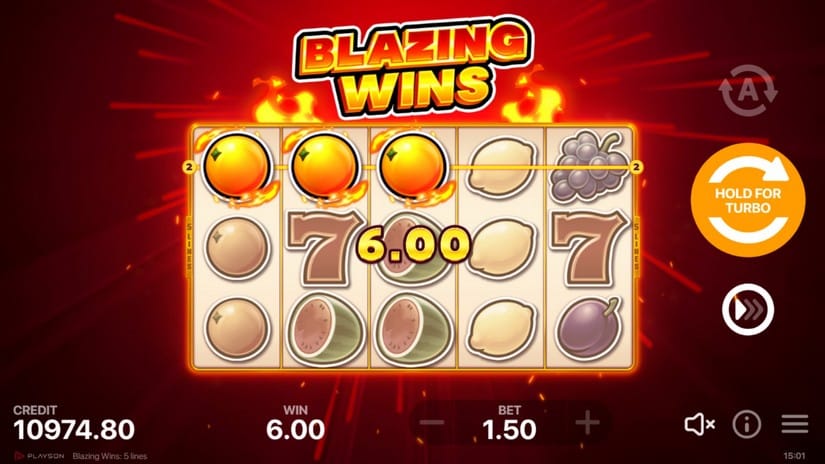 Blazing Wins: 5 lines slot screen 2