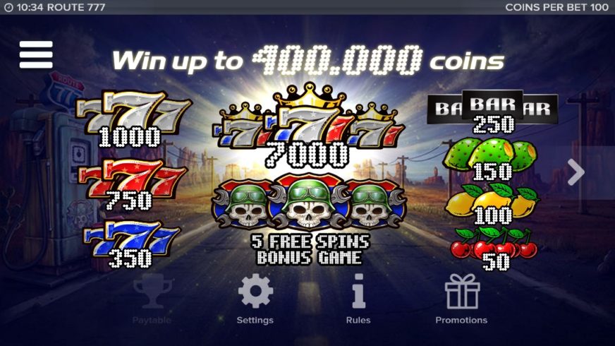 Route 777 slot screen 2