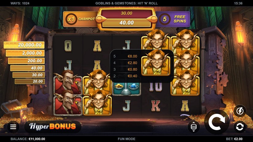 Goblins & Gemstones: Hit ‘n’ Roll slot screen 1
