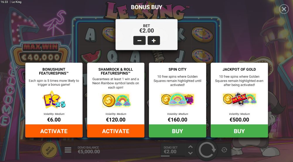 Play free Le King video slot