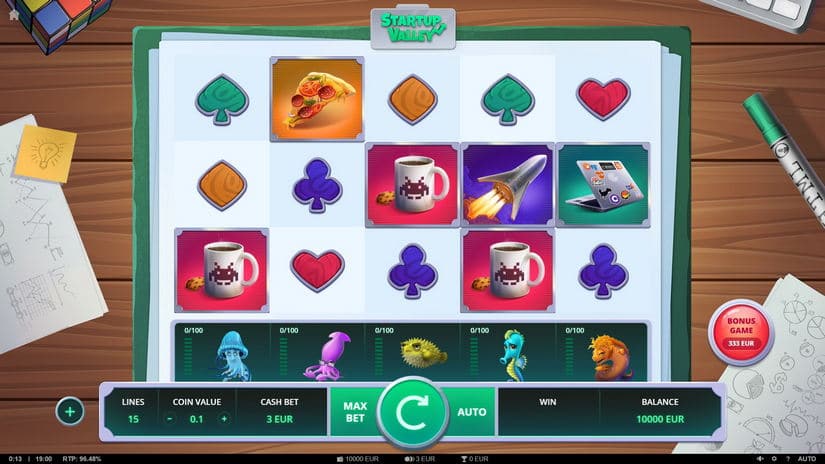 Startup Valley slot screen 1